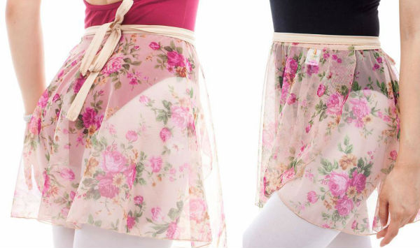 バレエ スカートフラワーシースループリント 巻きスカート ショート丈（サイズ140～165）TR-032