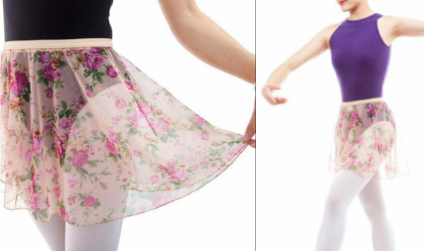 バレエ スカートフラワーシースループリント 巻きスカート ショート丈（サイズ140～165）TR-032